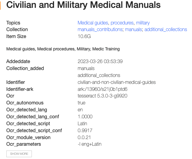 Draft: Collection of Civilian and Military Medical Manuals