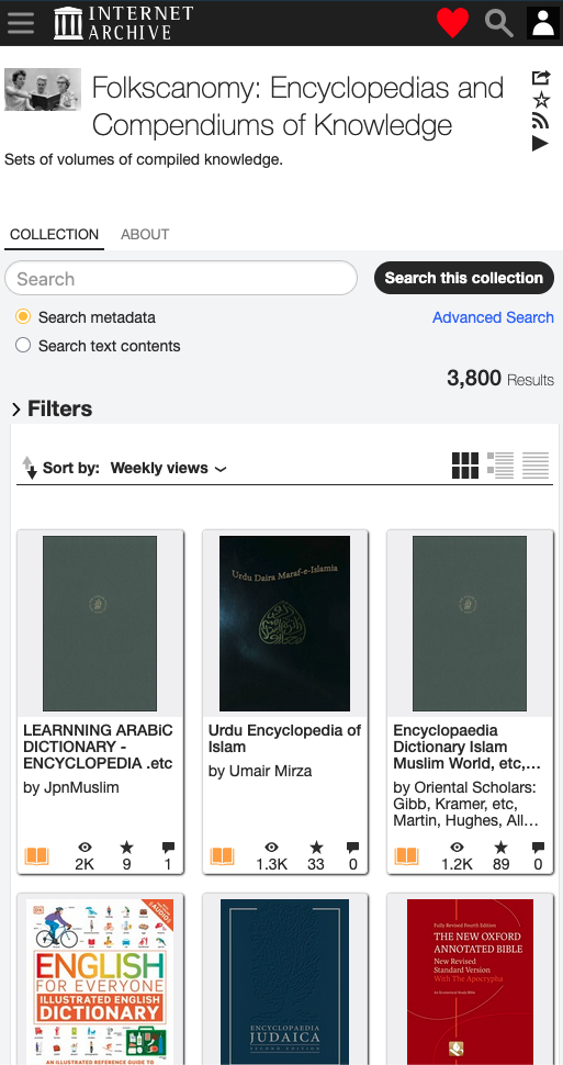 Folkscanomy Encyclopedias and Compendiums of Knowledge